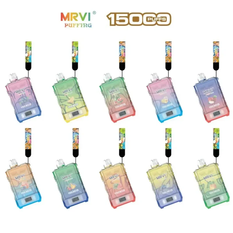 Factory Original MRVI PUFFING 15000 PUFFS 2% 5% Nicotine Dual Mesh Coil Disposable Vape Pen With E Liquid & Power Screen Display (1)