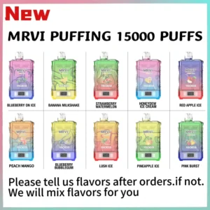 High Quality Factory MRVI PUFFING 15000 Puffs Dual Mesh Coil Disposable Vape Pen with 2 Percent and 5 Percent Nicotine and Power Screen Display