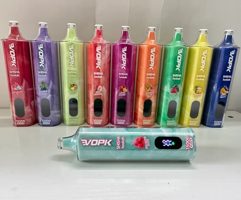 High Quality VOPK Shisha Hookah 15000 Puffs Disposable Vape Pen Rechargeable with 0 to 5 Percent Nicotine Adjustable Airflow and LED Display Wholesale