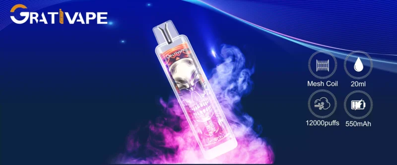 Grativape iStorm 12000 Puffs 12K 20ml Wholesale Disposable Vape Pen 0% 2% 3% 5% Nicotine LED Light (15)