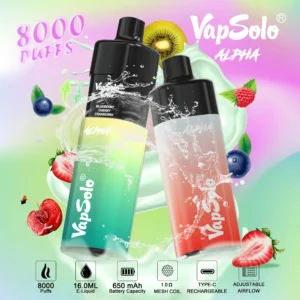 Wholesale Vapsolo Alpha 8000 Puffs Disposable Vape Pen with Mesh Coil and Adjustable Airflow LCD Display Bulk Buy from China Factory (7)