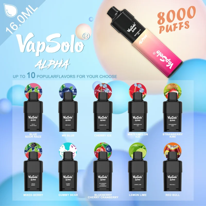 Wholesale Vapsolo Alpha 8000 Puffs Disposable Vape Pen with Mesh Coil and Adjustable Airflow LCD Display Bulk Buy from China Factory (8)