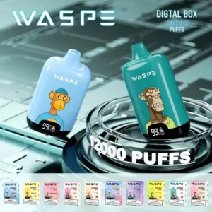 Wholesale Waspe 12000 Puffs Digital Box Disposable Vape Pen with LCD Display 20ml Capacity Mesh Coil Multiple Nicotine Levels 0% 2% 3% 5% (5)