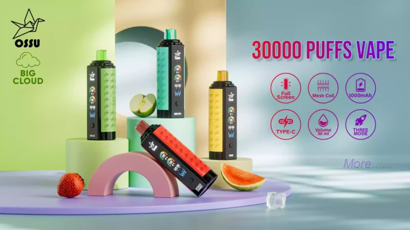 OSSU 30000 Puffs Wholesale Disposable Vape Buy Bulk Rechargeable 0% 2% 3% 5% Low Nicotine Digital Smart Screen 2024 Hot (1)