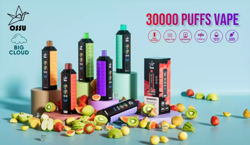 OSSU 30000 Puffs Wholesale Disposable Vape Buy Bulk Rechargeable 0% 2% 3% 5% Low Nicotine Digital Smart Screen 2024 Hot (3)