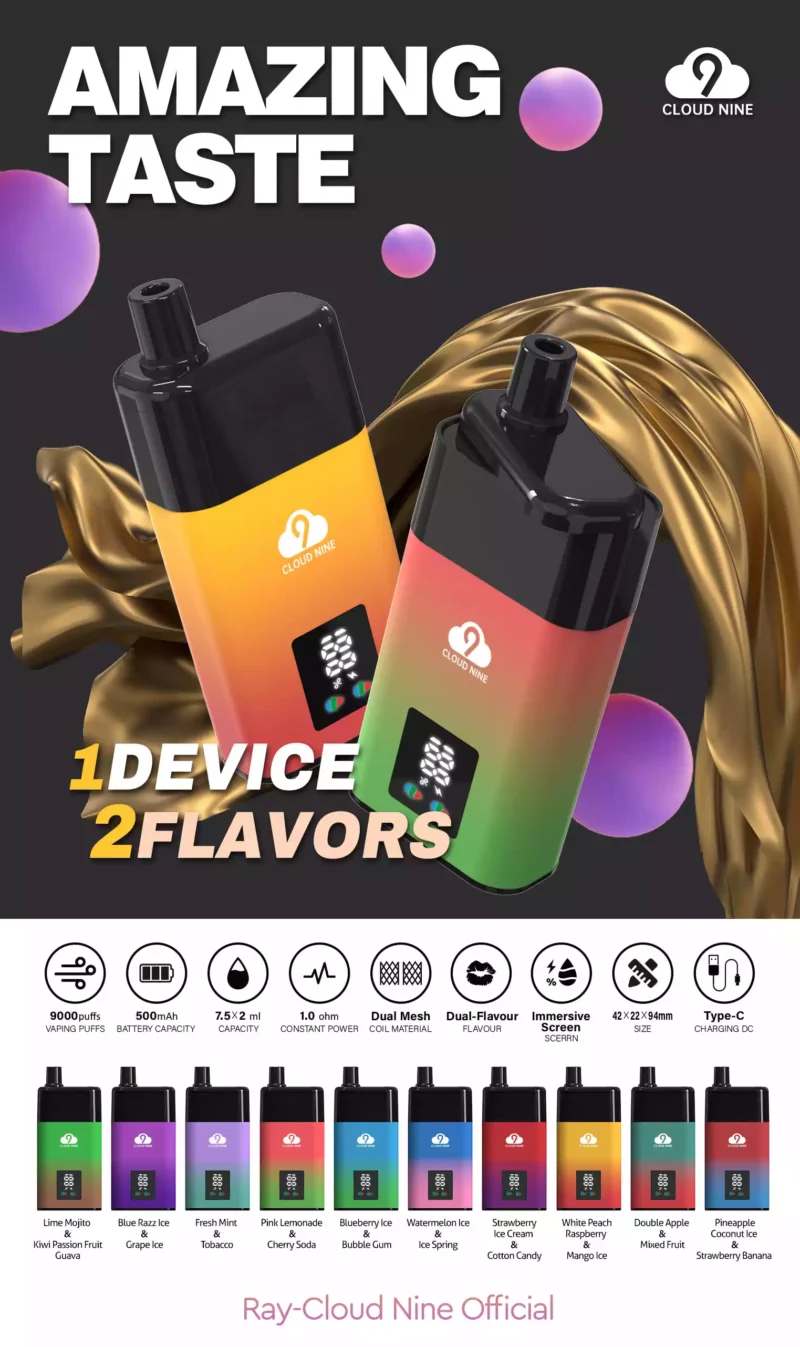 CLOUD NINE D19P 9000 Puffs Wholesale Disposable Vape 3% Nicotine Fresh 10 Flavors Bulk Buy Original Factory Shipping (1)