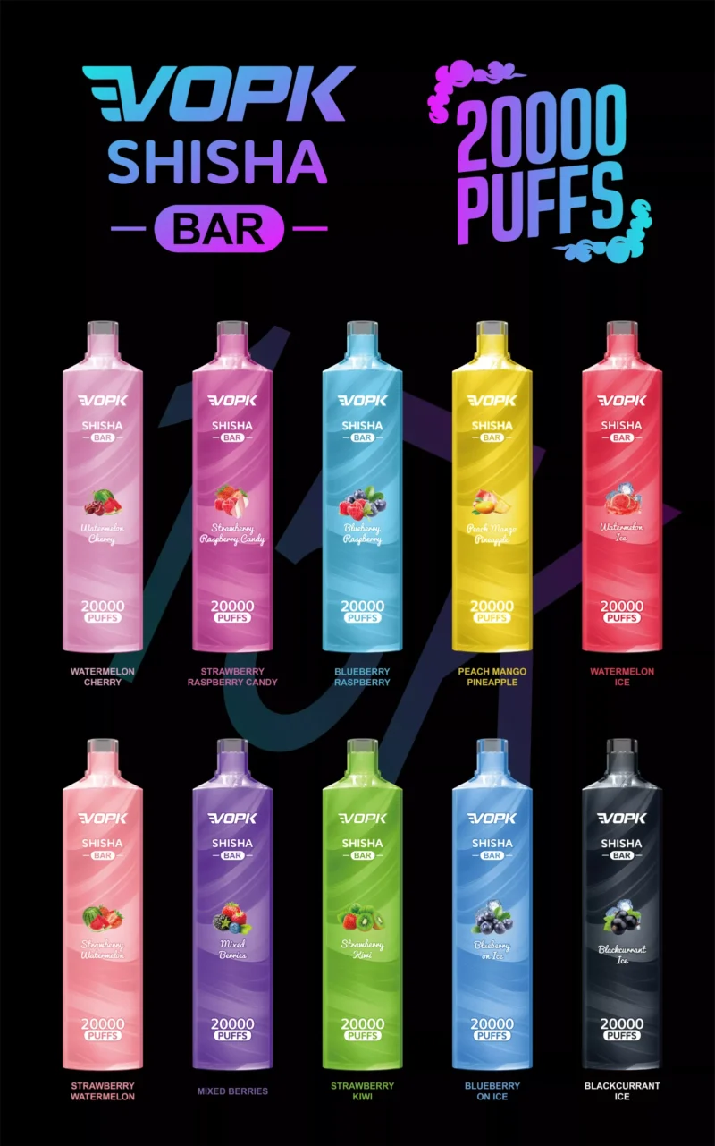 VOPK Shisha BAR 20000 Puffs Rechargeable Disposable Vape Pen Wholesale 0% 2% 3% 5% Low Nicotine LED Screen Original Shipping Bulk Buy Best Price (2)