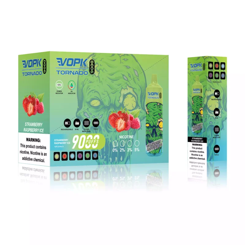VOPK TORNADO 9000 Puffs 0% 2% 3% 5% Low Nicotine Rechargeable Disposable Vape Wholesale 600 Mah Bottom LED 2025 Hot Original Factory (7)